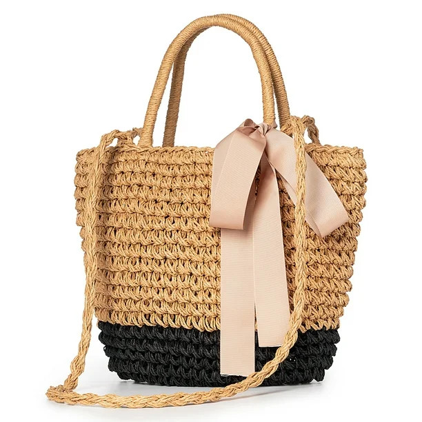 Straw Bag, Bohemian Style Straw Clutch For Women, Beach Straw Purse Woven Tote Bags Handbags - Wa... | Walmart (US)