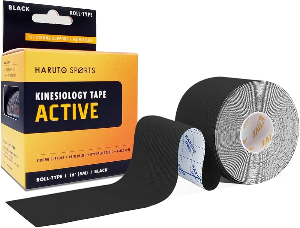 Sports Kinesiology Tape Active Roll-Type (Black), Latex Free Athletic Tape for Pain Relief Strong... | Amazon (US)