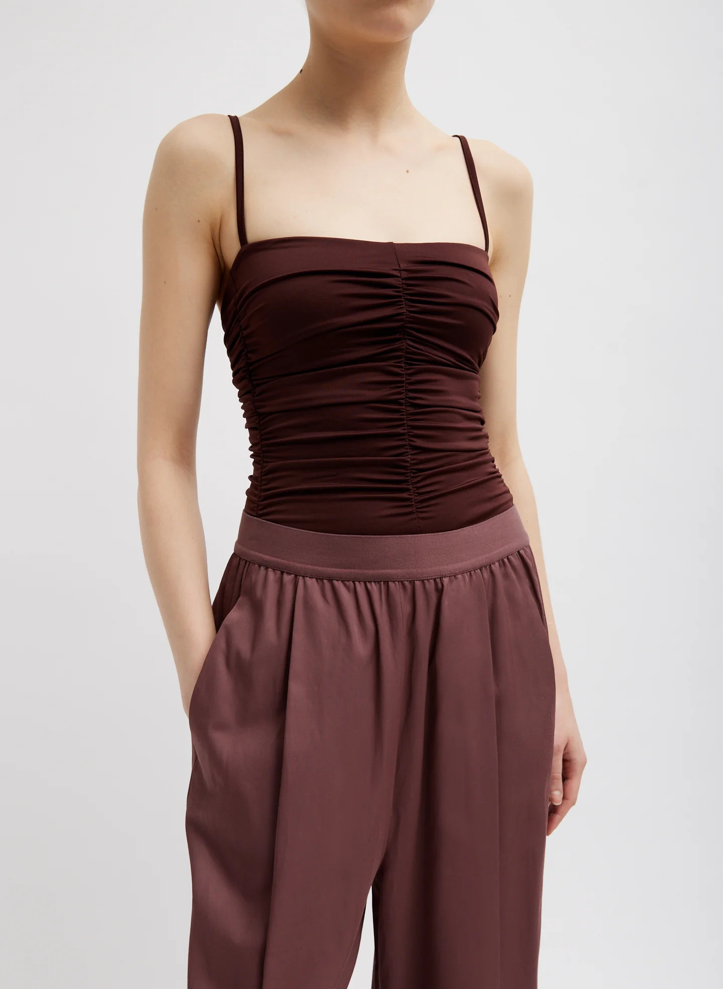 Stretch Light Weight Tech Knit Shirred Cami | Shop.app