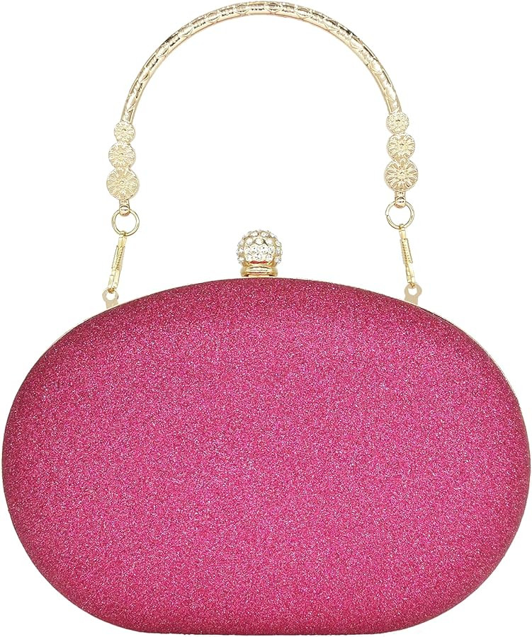 MAIRLOM Rhinestone Clutch Purses for Women Evening Wedding Formal Round Pearl Clasp Handbag for P... | Amazon (US)