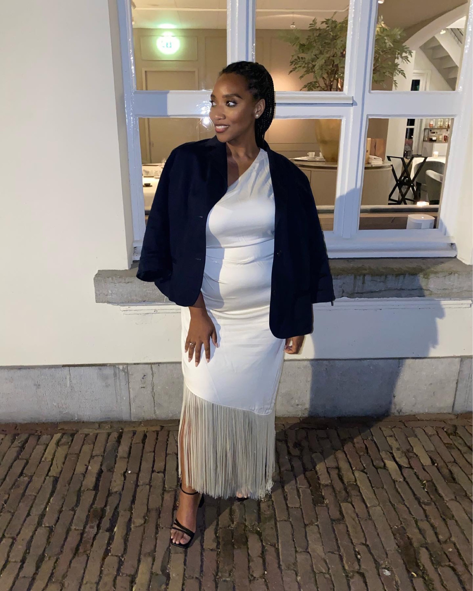 Glamorous dress asymmetric one shoulder, black blazer, 

#LTKcurves #LTKeurope #LTKstyletip