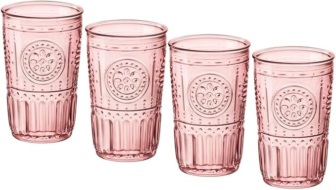 Bormioli Rocco Romantic Set Of 4 Cooler Glasses, 16 Oz. Colored Crystal Glass, Cotton Candy Pink,... | Amazon (US)