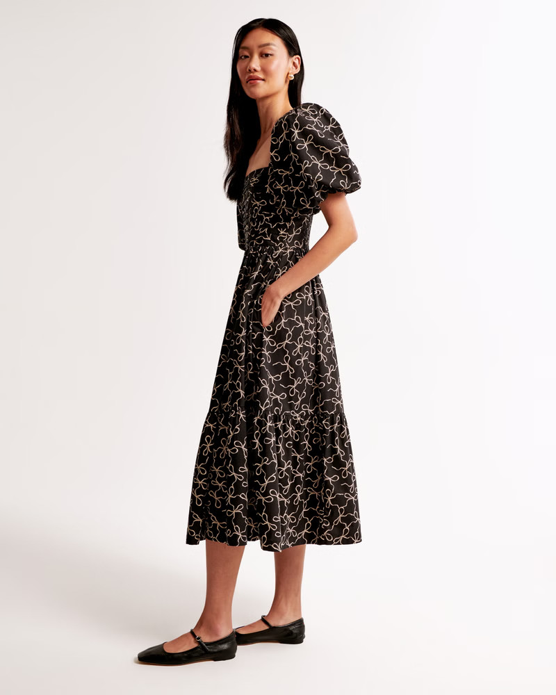 Women's The A&F Emerson Poplin Puff Sleeve Midi Dress | Women's Dresses & Jumpsuits | Abercrombie... | Abercrombie & Fitch (US)