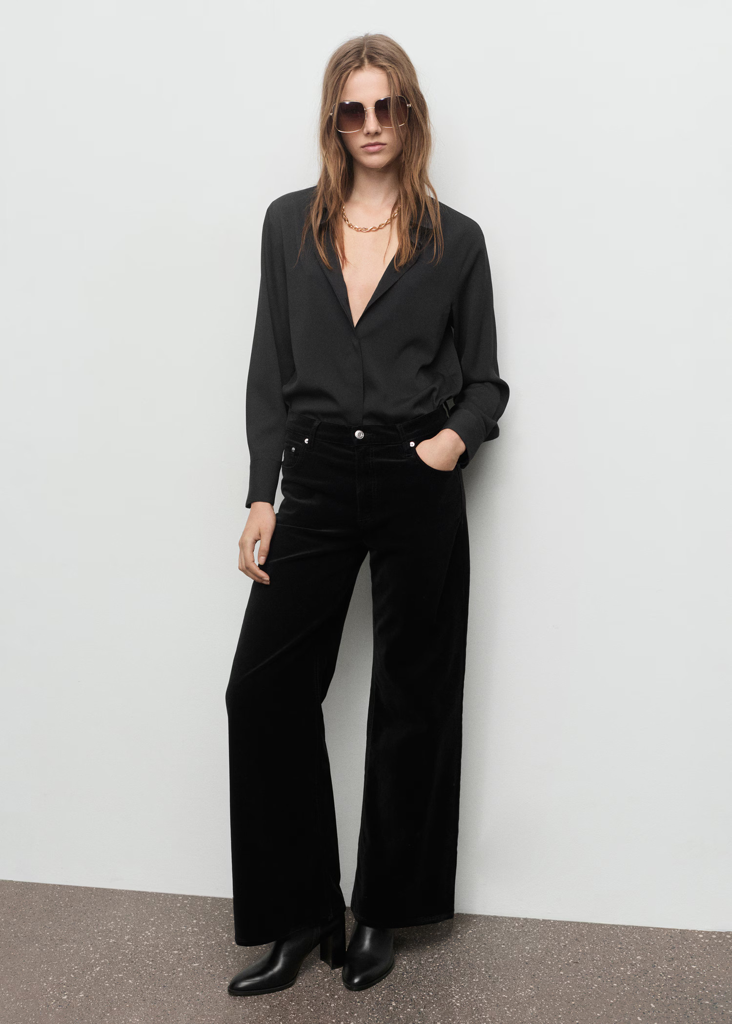Wide-leg velvet jeans - Women | MANGO USA | Mango (US/MX/AU)