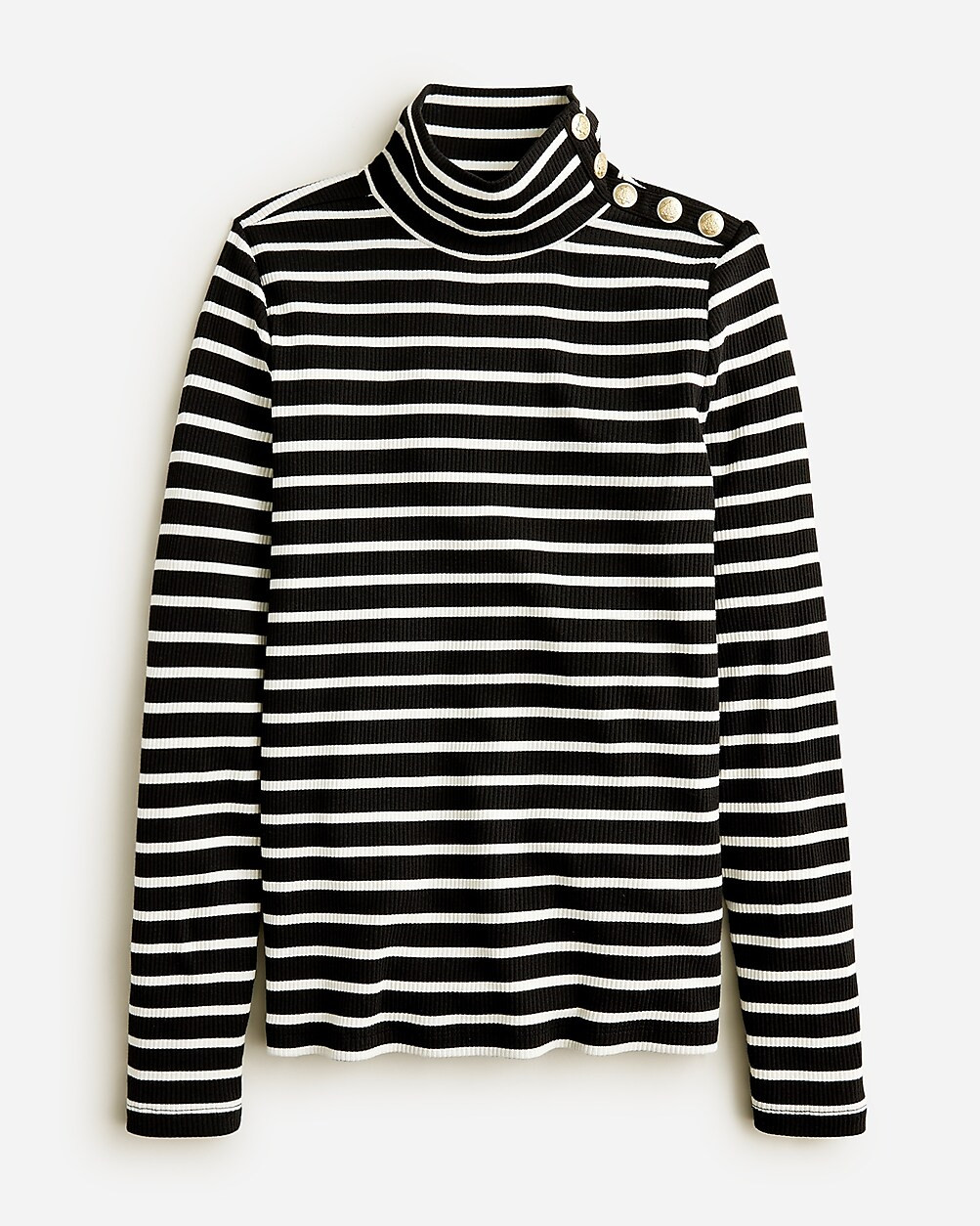 Vintage rib turtleneck with buttons in stripe | J. Crew US