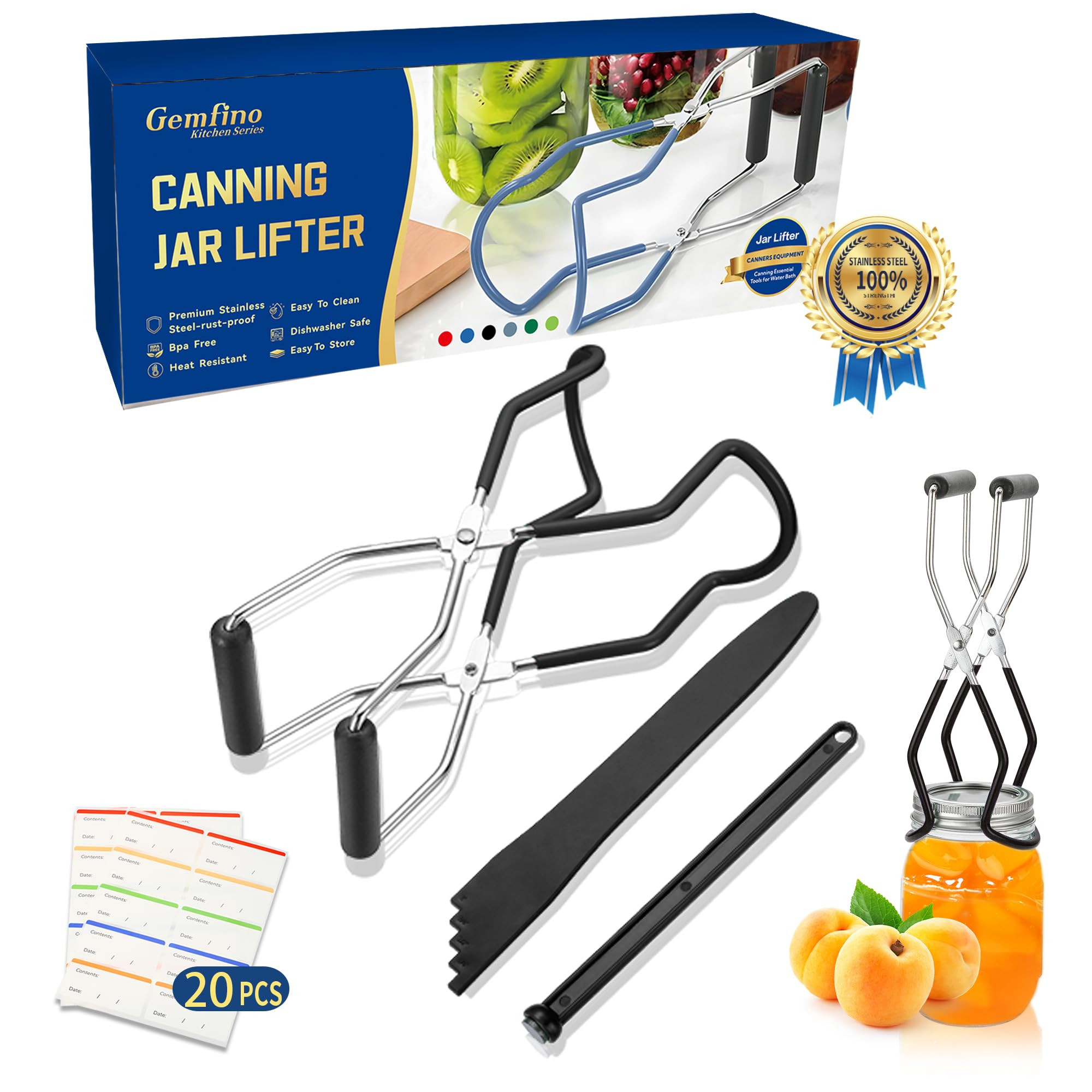 Canning Jar Lifter Tongs with Jar Lid Lifter Magnetic Lid Lifter,Canning Bubble Popper Bubble Rem... | Amazon (US)