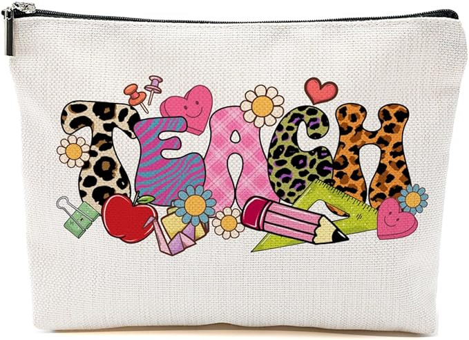 Teacher Appreciation Gifts Leopard Print Makeup Bag Teacher Gifts Cosmetic Bag Best Teacher Gifts... | Amazon (US)