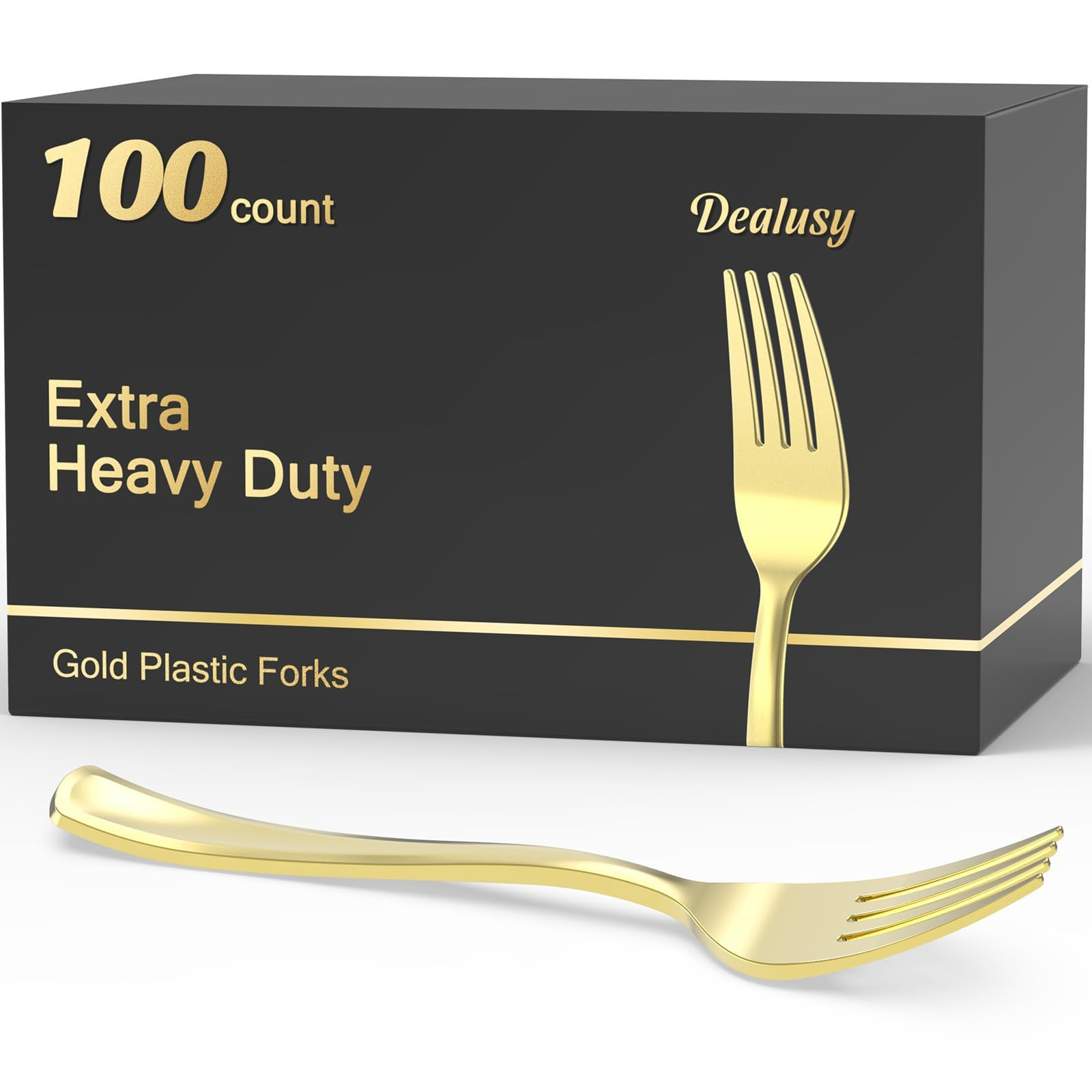 100 Count Heavy Duty Gold Plastic Forks Disposable, BPA-Free, Heat Resistant, Solid and Durable P... | Amazon (US)