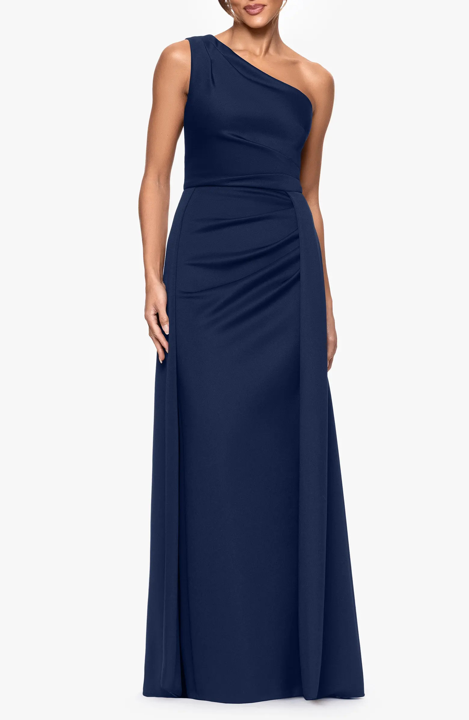 One-Shoulder Scuba Crepe Evening Gown | Nordstrom
