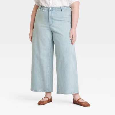 Women's High-Rise Sailor Wide Leg Ankle Jeans - Universal Thread™ Light Wash 28: Relaxed Fit, Denim, Back Pocket, Belt Loops | Target
