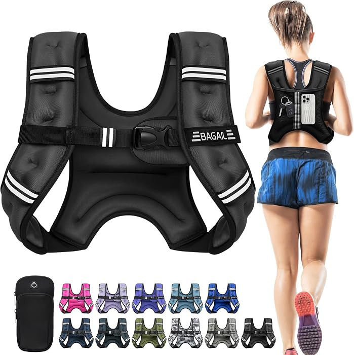 BAGAIL Weighted Vest, 5lb/8lb/10lb/12lb/15lb/20lb/25lb/30lb Weight Vest for Walking & Weight Loss... | Amazon (US)
