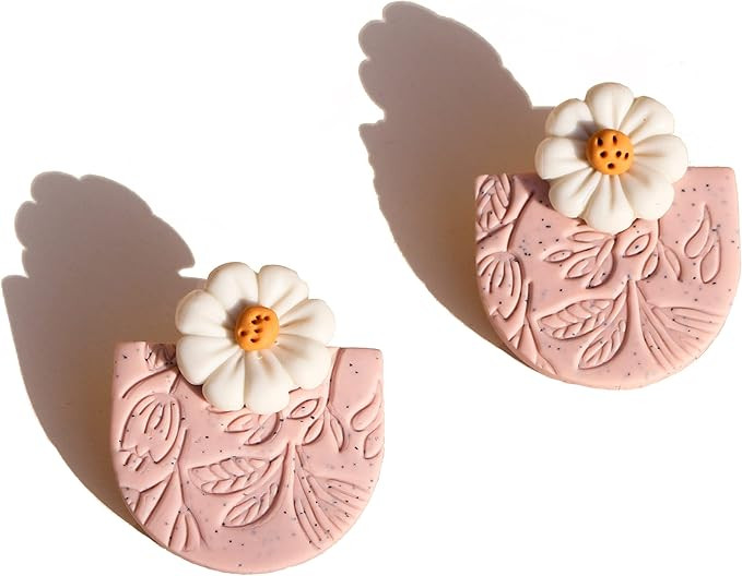 Polymer Clay Rattan Flower Earring,Lavy Chsia Handmade Woven Statement Boho Lightweight Drop Dang... | Amazon (US)