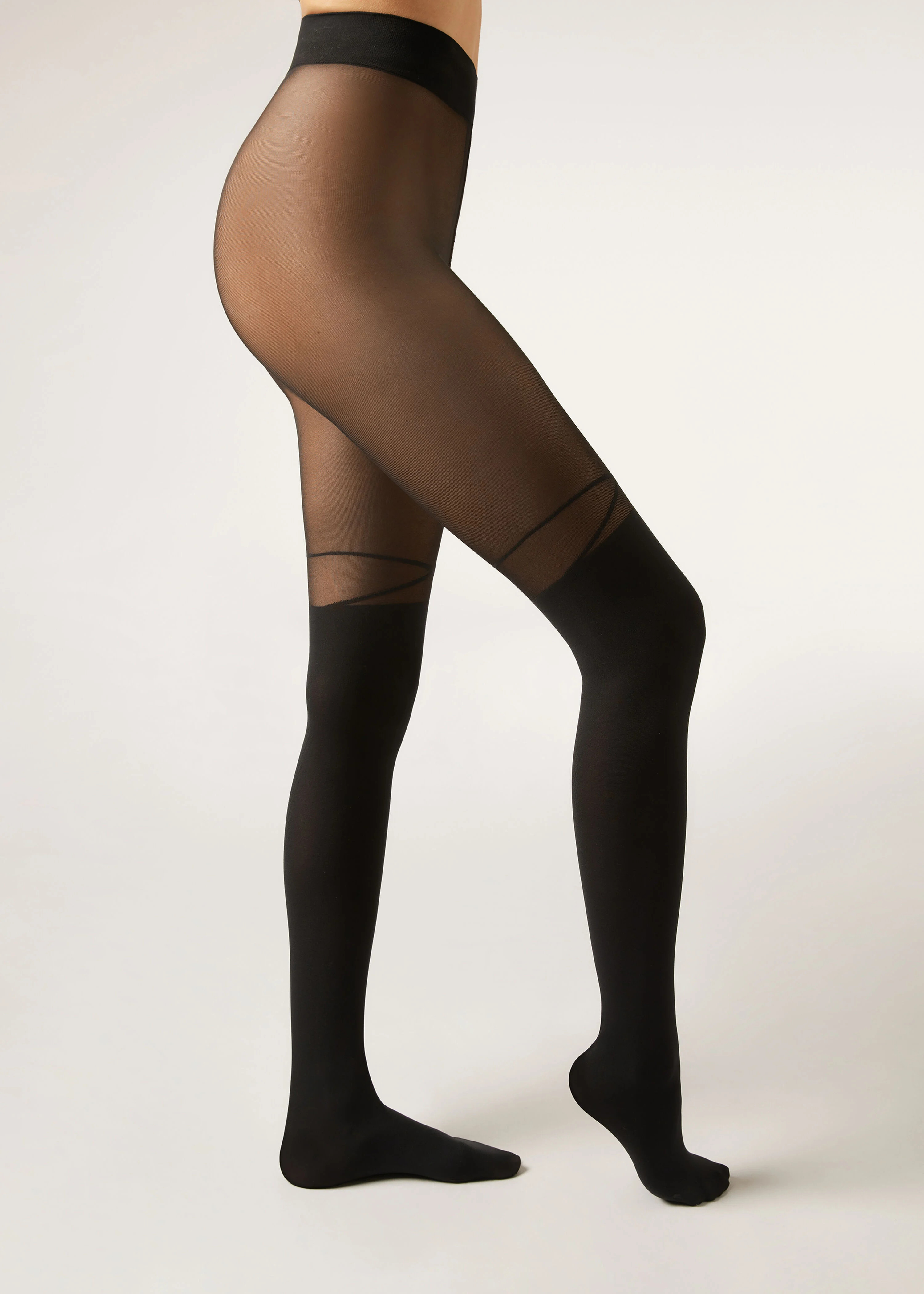 Longuette Effect Tights with Woven Pattern | Calzedonia US