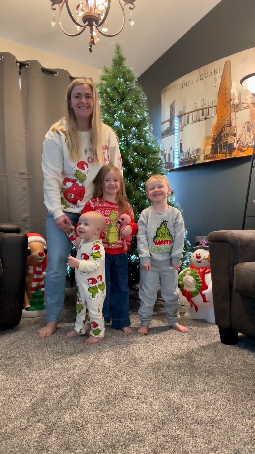 Grinch gang all together 💚🎄 Matching(ish) fits from Walmart, Kohl’s & TJMaxx — holiday chaos but make it cute 😂✨

#LTKmomlife #LTKHoliday #LTKSeasonal