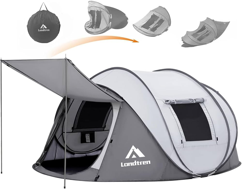 4 Person Easy Pop Up Tent Waterproof Automatic Setup 2 Doors-Instant Family Tents for Camping Hik... | Amazon (US)