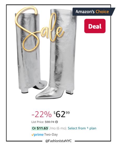 BOOT SALE now at Amazon!!! These Fold Over Boots come in a variety of color choices!!! 
Sale is for a limited time so grab them now!!! I am crushing on the Silver Metallic!! 
Boots - Winter Outfit - Party Outfit - Vacation- WorkWear - Sale - Shoe Crush 

Follow my shop @fashionistanyc on the @shop.LTK app to shop this post and get my exclusive app-only content! Be sure to ring my Bell 🔔 to get Sale Notifications!!!

#liketkit #LTKSeasonal #LTKparties #LTKshoecrush #LTKsalealert
@shop.ltk
https://liketk.it/4woHw