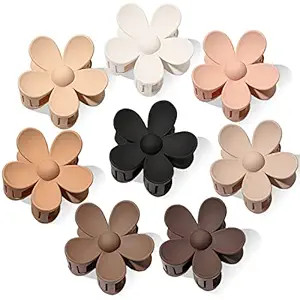 Flower Hair Clips Big 8PCS Cute Daisy Matte Strong Hold Jaw Claw Clips Large Hair Clamps Thick Th... | Amazon (US)
