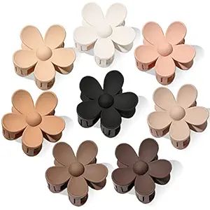 Flower Hair Clips Big 8PCS Cute Daisy Matte Strong Hold Jaw Claw Clips Large Hair Clamps Thick Th... | Amazon (US)