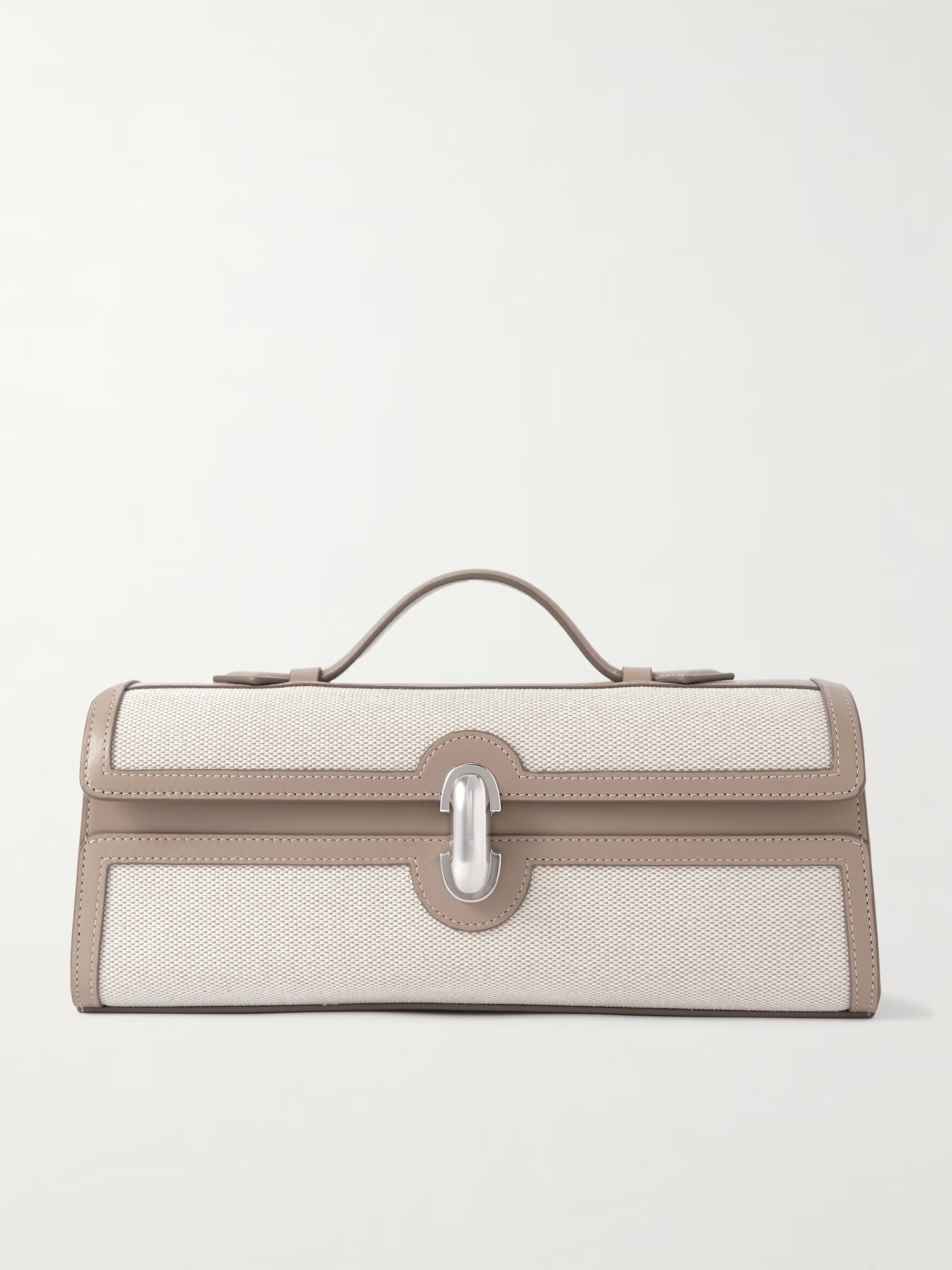 Slim Symmetry canvas-trimmed leather clutch | NET-A-PORTER (US)