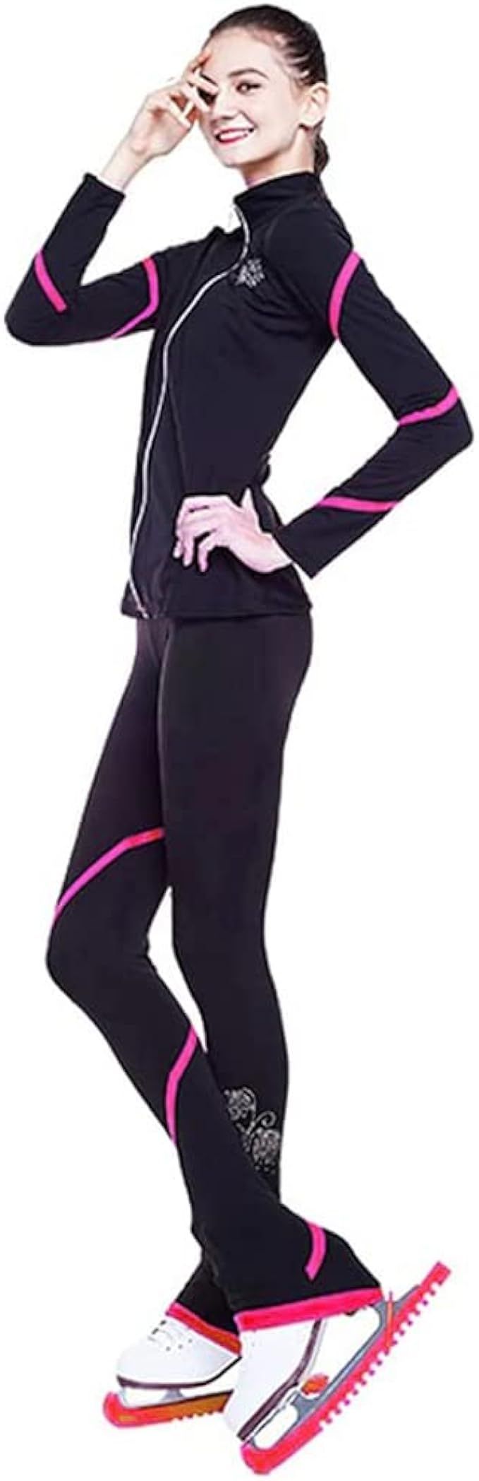 Figure Skating Spiral Jacket Pants Fleece Pants for Girls Black Pants for Women | Amazon (US)