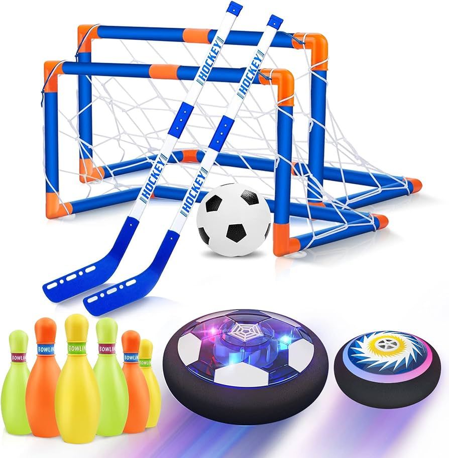 Hover Soccer Ball, 3-in-1 Hover Hockey Ball Bowling Set for Kids, Indoor and Outdoor Sports Games... | Amazon (US)