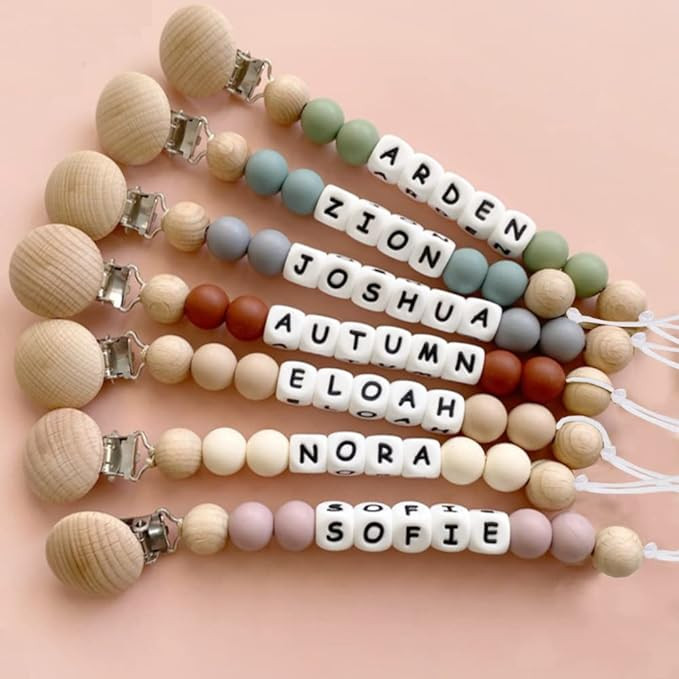 Personalized Pacifier Clip with Name,Customized Stroller Clip with Name Pacifier Chain Holder | Amazon (US)
