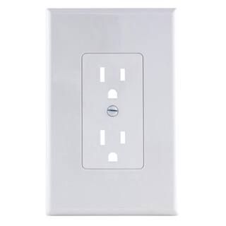 White 1-Gang Duplex Outlet Cover-Up Plastic Wall Plate | The Home Depot