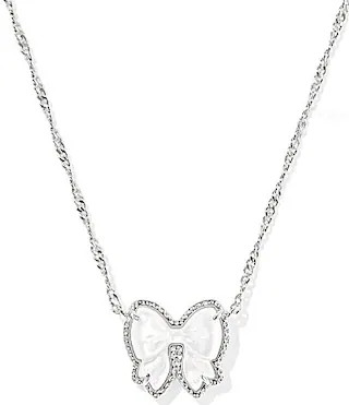 Kendra Scott Haley Bow Short Pendant Necklace - Silver Ivory Mother Of Pearl | Dillard's