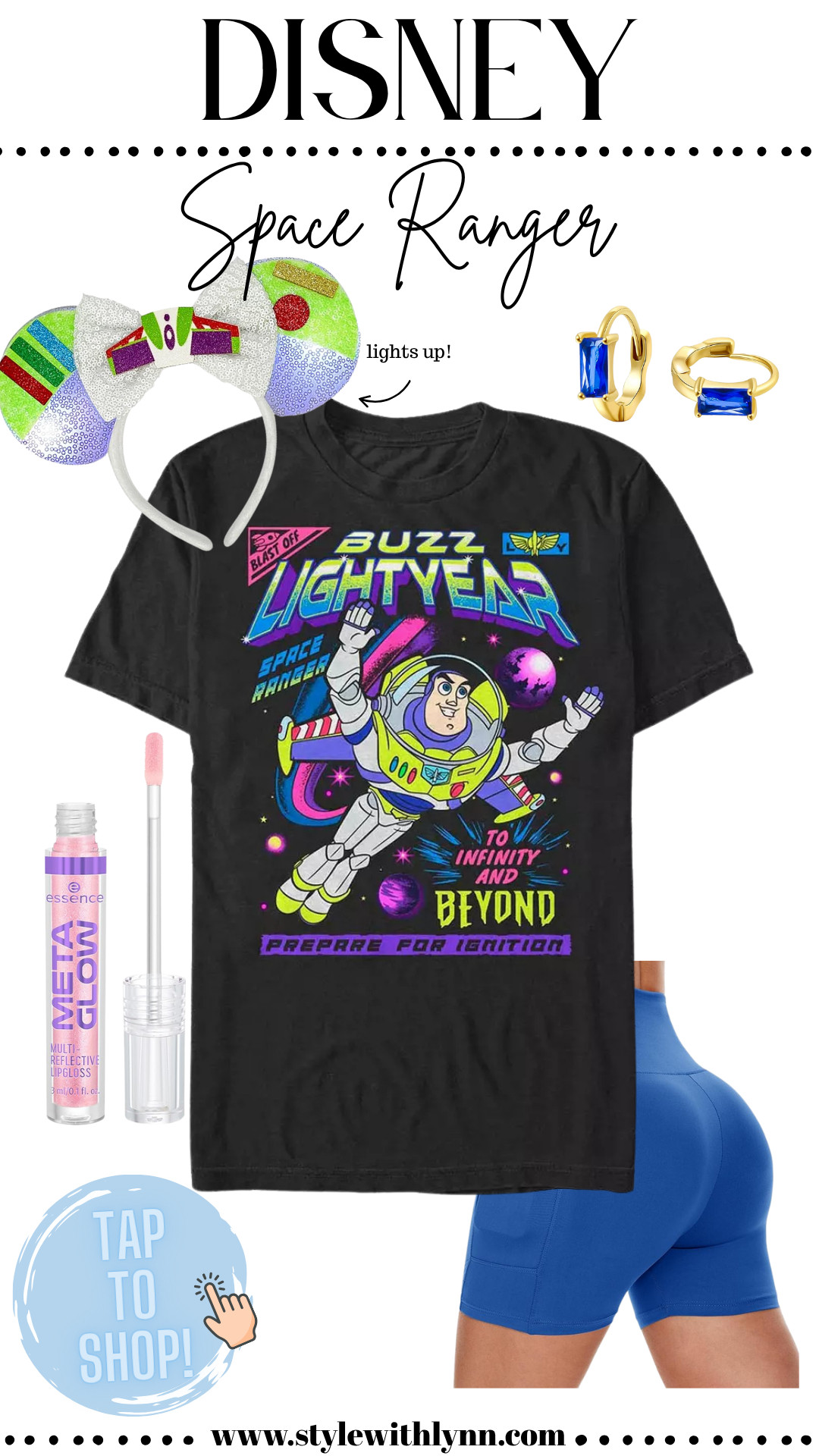 ✨ Blast off in style with this fun and trendy Buzz Lightyear-inspired Disney outfit! 🚀 Perfect for your next Disney World or Disneyland park day, this space ranger look features a bold graphic tee, bright blue biker shorts, glittery light-up Buzz mouse ears, and playful accessories to make your park outfit shine. Whether you're riding Space Ranger Spin or just showing your love for Toy Story, this outfit is a must for Disney fashion lovers.

🛒 Tap to shop this magical Disney park look and get ready to go to infinity and beyond!

#DisneyOutfit #DisneyFashion #ToyStoryStyle #BuzzLightyearLook #DisneyParksStyle #DisneyWorldOutfit #DisneylandFashion #DisneyStyleInspo #LTKDisney #ShopDisneyLooks #vacationoutfit #summervacation

 

 #LTKStyleTip #LTKTravel
