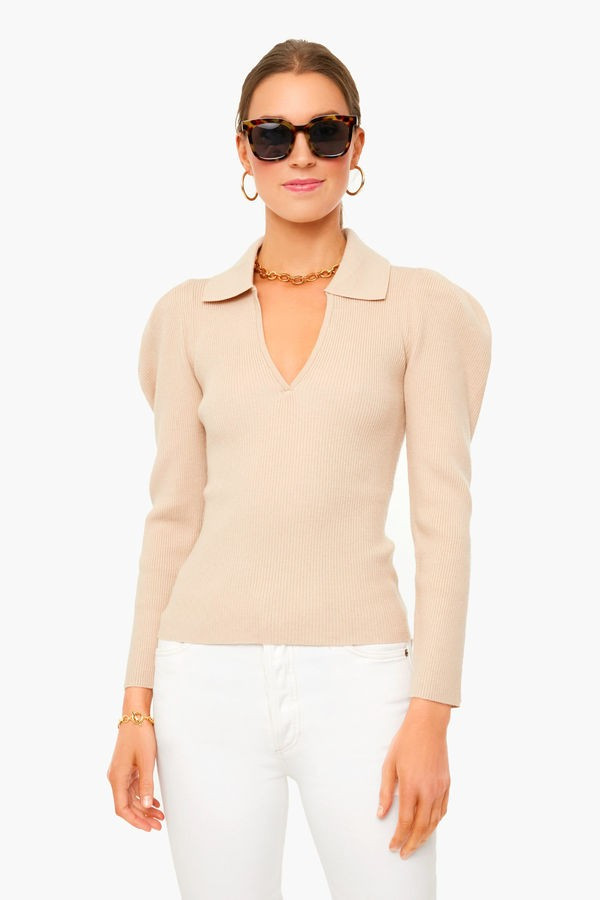 Dune Kit Recycled Rib Deep V Polo Pullover | Tuckernuck (US)