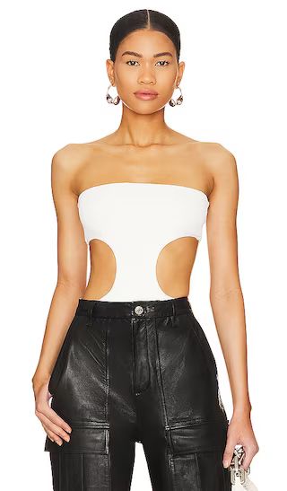 Darcey Cut Out Bodysuit in White | Revolve Clothing (Global)