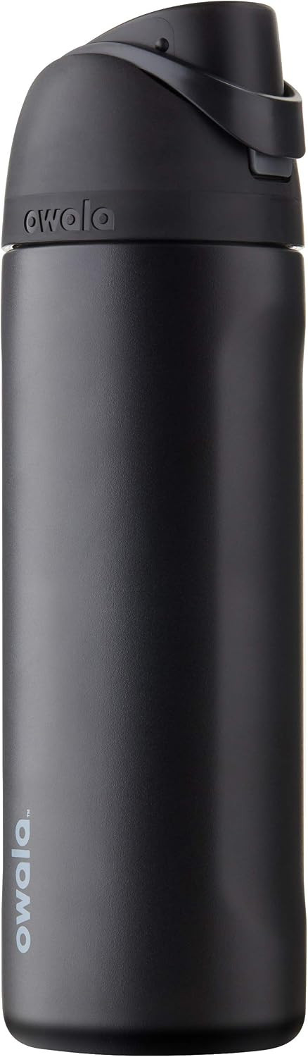 Owala FreeSip Insulated Stainless Steel Water Bottle with Straw for Sports, Travel, and School BPA-Free Sports Water Bottle, 24 oz, Very, Very Dark | Amazon (US)