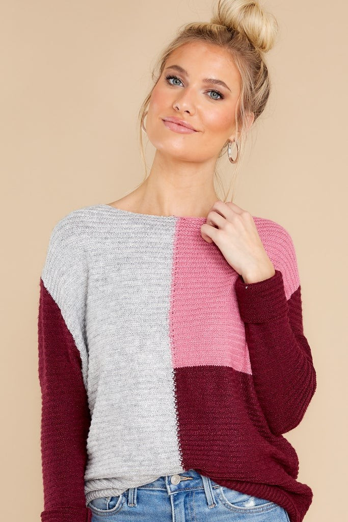 Memorable Outings Plum Colorblock Sweater | Red Dress 