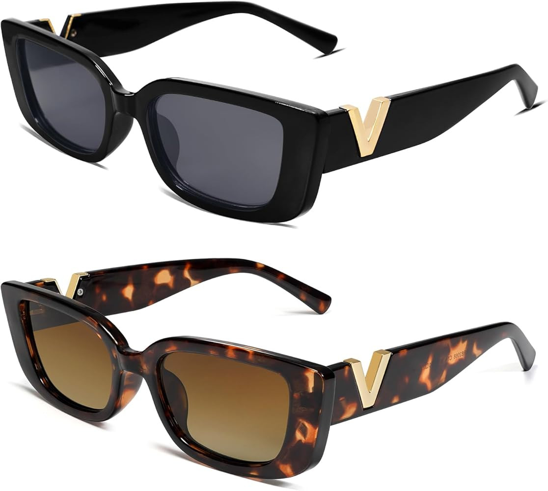 Allarallvr Rectangle Sunglasses for Women 90s Retro Trendy Y2K Classical Vintage Square Shades AR... | Amazon (US)