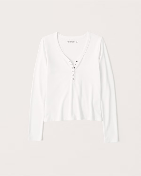 Women's Long-Sleeve Luxe Cozy Henley | Women's Tops | Abercrombie.com | Abercrombie & Fitch (US)