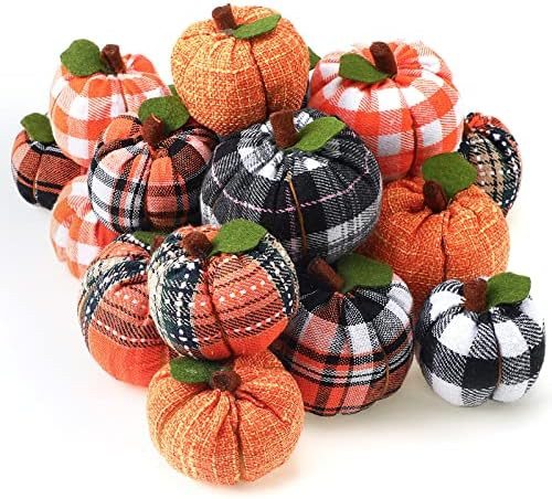 18 Pcs Fall Artificial Pumpkins Fake Harvest Pumpkins Mini Pumpkins Decor Farmhouse Fake Pumpkin Dec | Amazon (US)