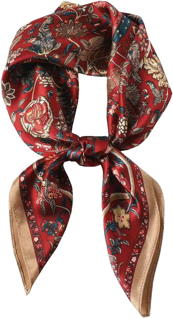 100% Silk Square Scarf for Hair-25.6" Women Men Neckerchief & Headscarf | Amazon (US)