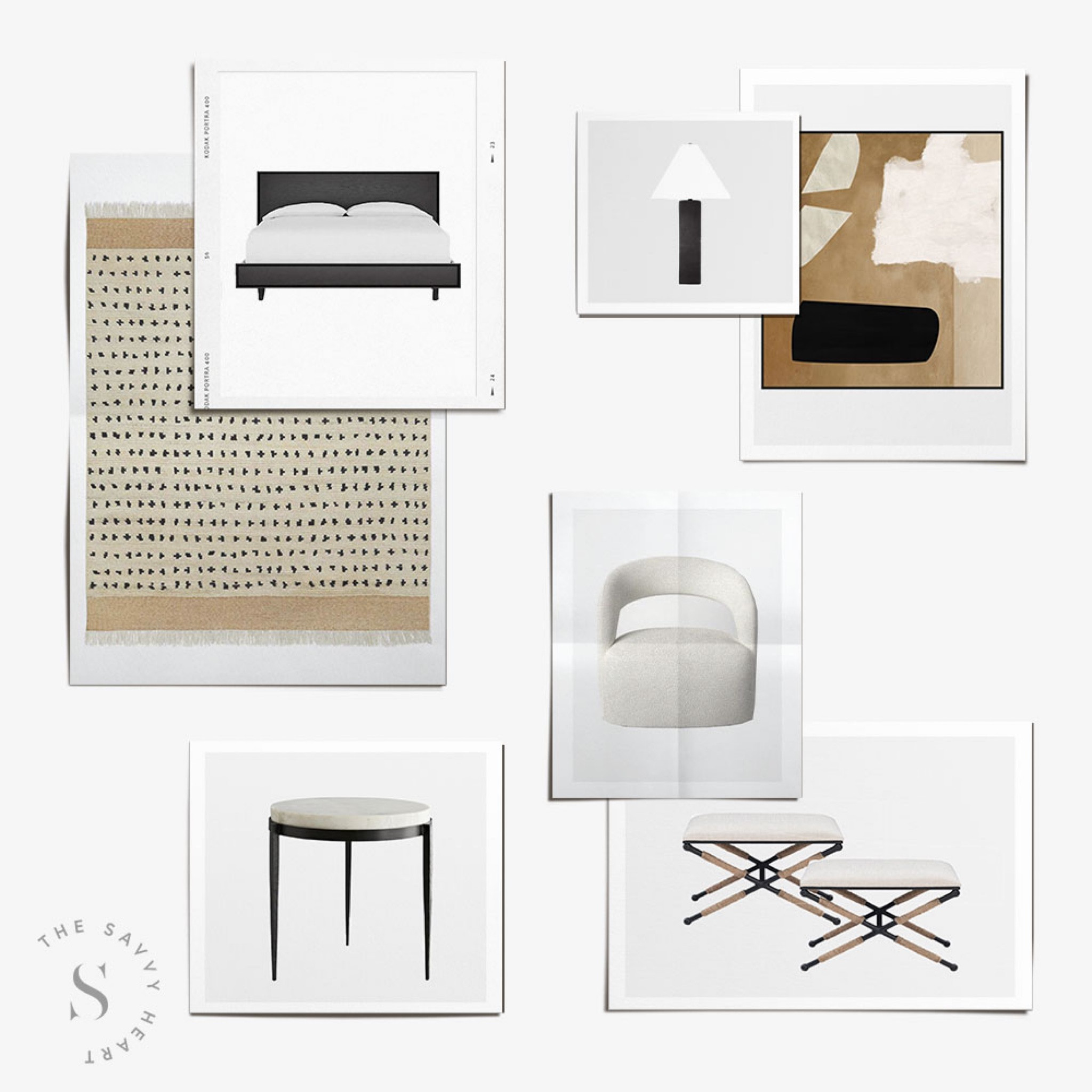 Black and white and beige bedroom, design with modern contemporary and classic furniture and home decor pieces.

#LTKhome