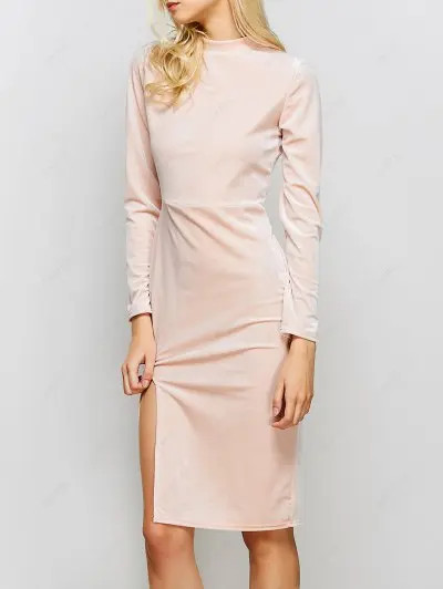 Velvet Slit Vintage Dress | ZAFUL (Global)