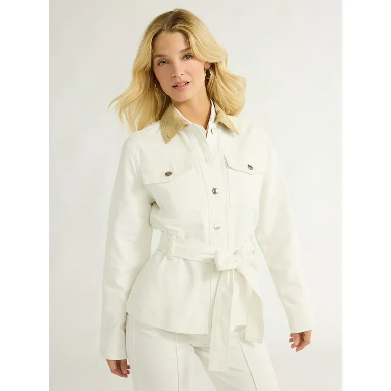 Free Assembly Women's Belted Cotton Utility Jacket, Sizes XS-XXL - Walmart.com | Walmart (US)