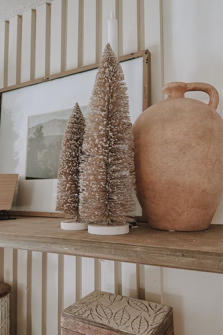 Simple Christmas Shelf Decor | bottle brush trees 

#LTKSeasonal