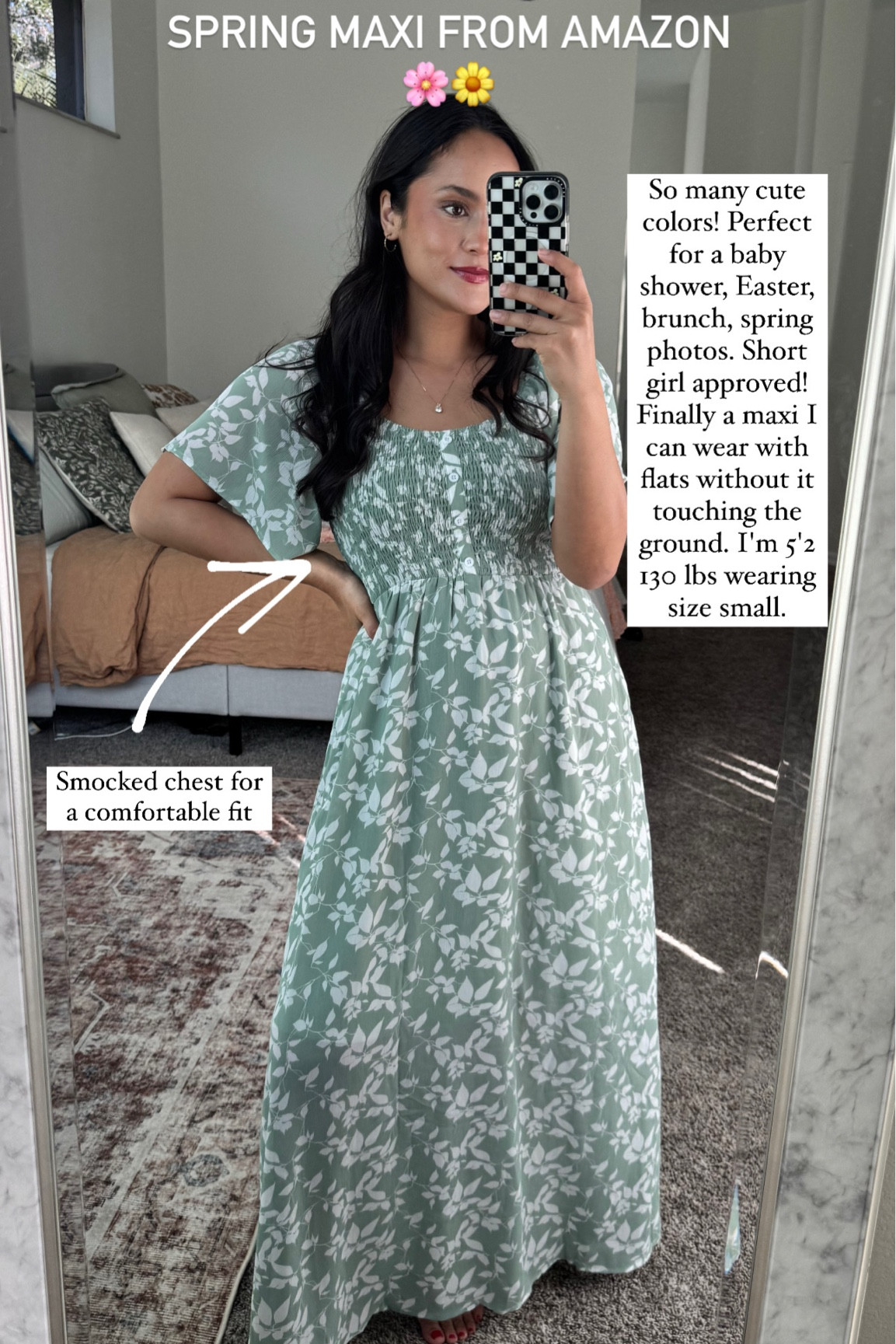 Spring maxi - short girl approved. I'm 5'2 130 lbs wearing size small  

#LTKFindsUnder100 #LTKPetite #LTKSeasonal