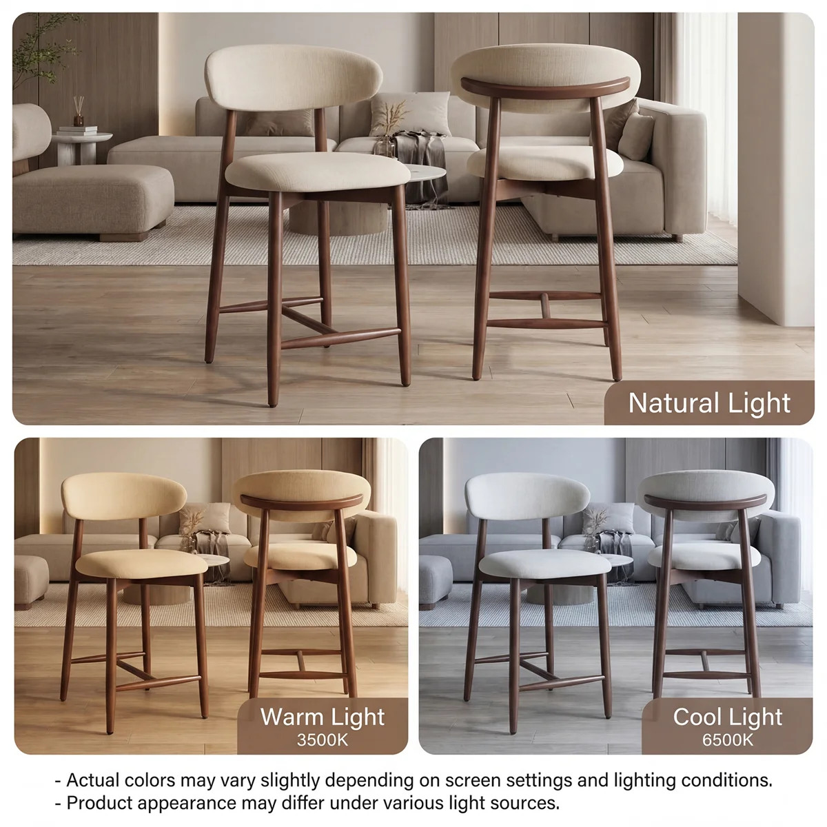 Vannie Upholstered Counter Stool with Solid Wood Frame (Set of 2) | Wayfair North America