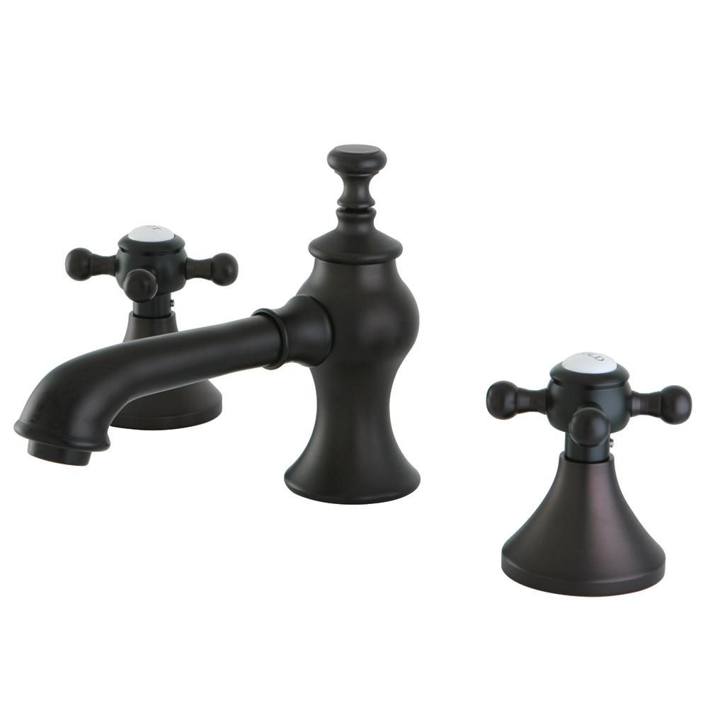 English Cross 8 in. Widespread 2-Handle Mid-Arc Bathroom Faucet Oil Rubbed Bronze | The Home Depot