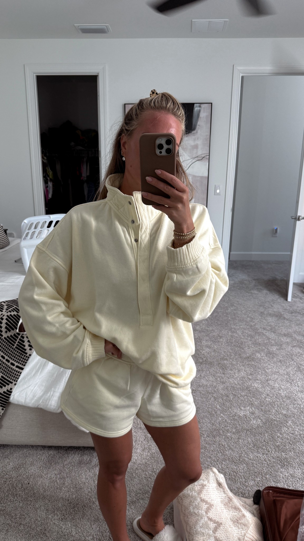 This butter yellow @Aerie sweatshirt and matching shorts is so cute. Wearing small in the shorts and sized up in the sweatshirt. 

Aerie lounge, matching set, oversized sweatshirt



#LTKSeasonal #LTKootd