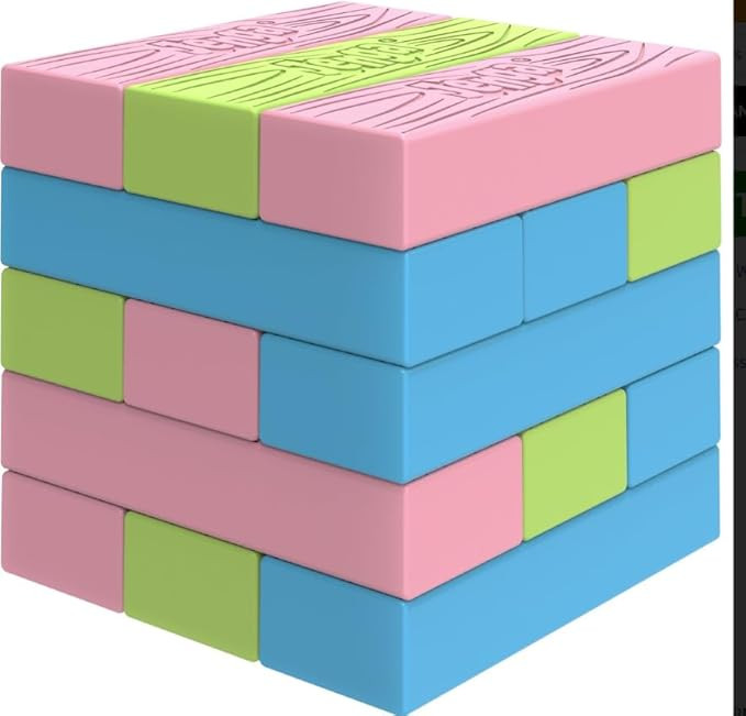 Jenga Mini Spring, Tiny Towers Stacking Block Game, Colorful Pink Blue Green Blocks, Ages 6+ | Amazon (US)