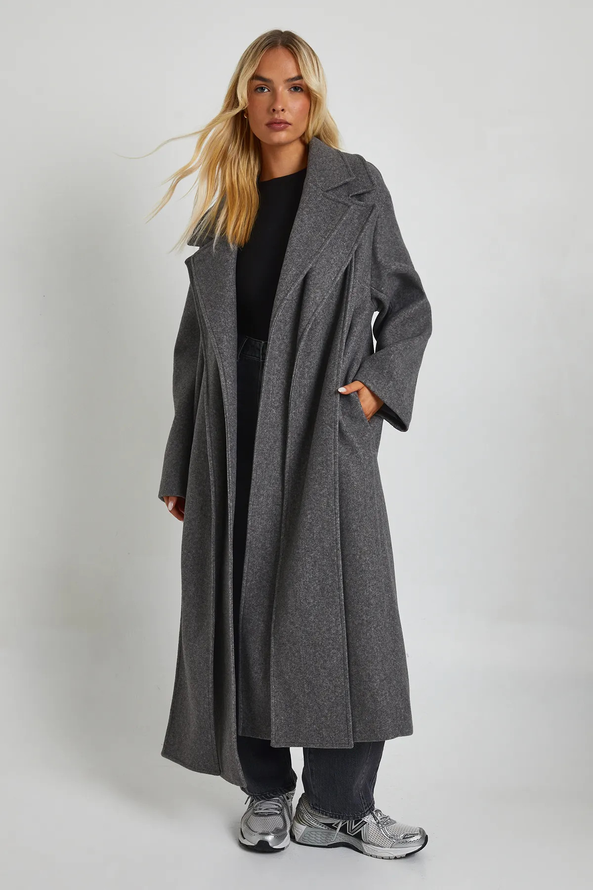 Collar Detail Double Breasted Wool Maxi Coat | Boohoo.com (UK & IE)