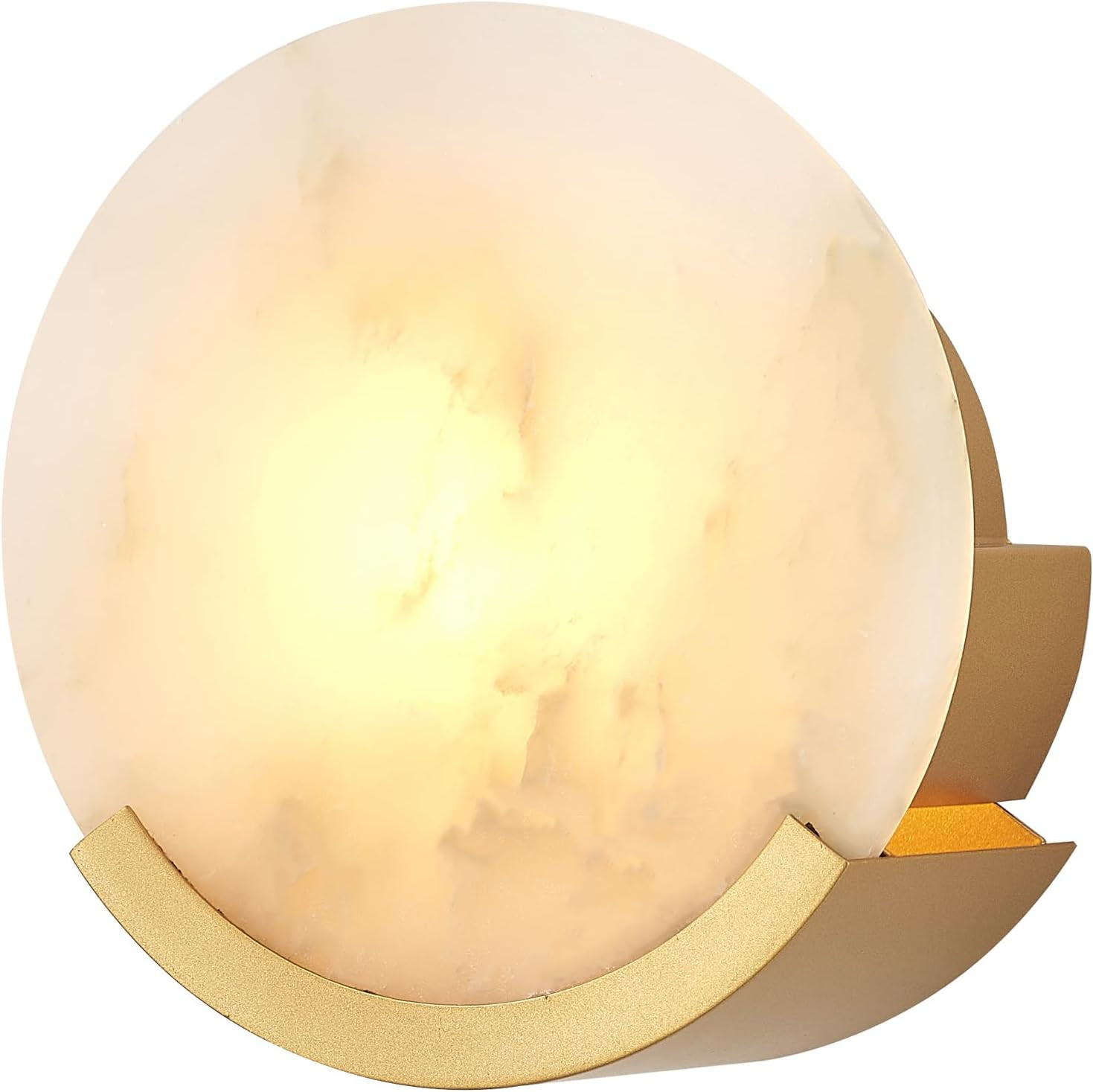 Gold Modern Wall Sconces for Bathroom, 1-Light Alabaster Sconce Wall Light Fixture for Bedroom, Unique Sconce Lighting for Living Room, 1 Pack | Amazon (US)