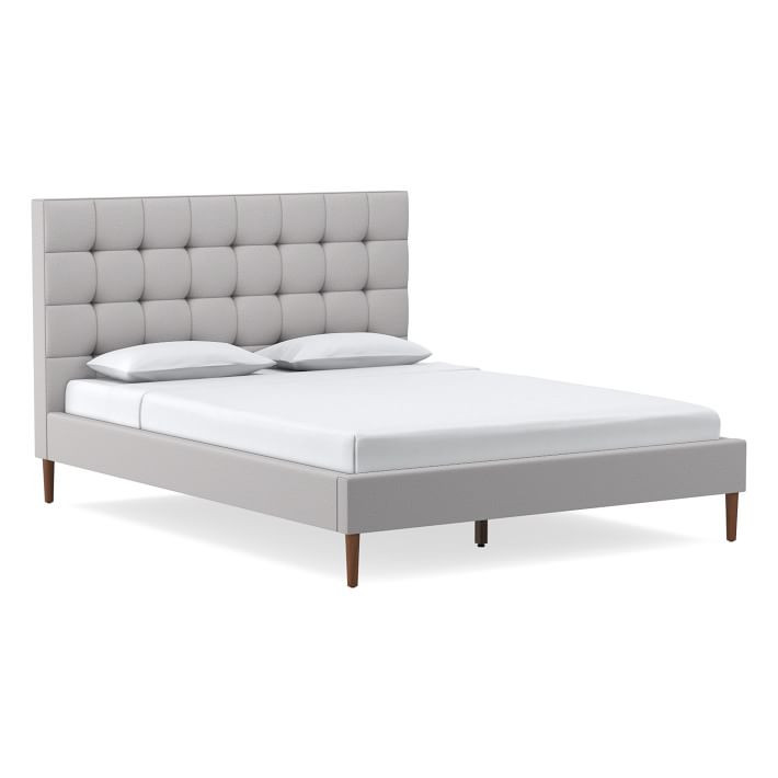 Emmett Grid Tufted Bed - Wood Legs | West Elm (US)