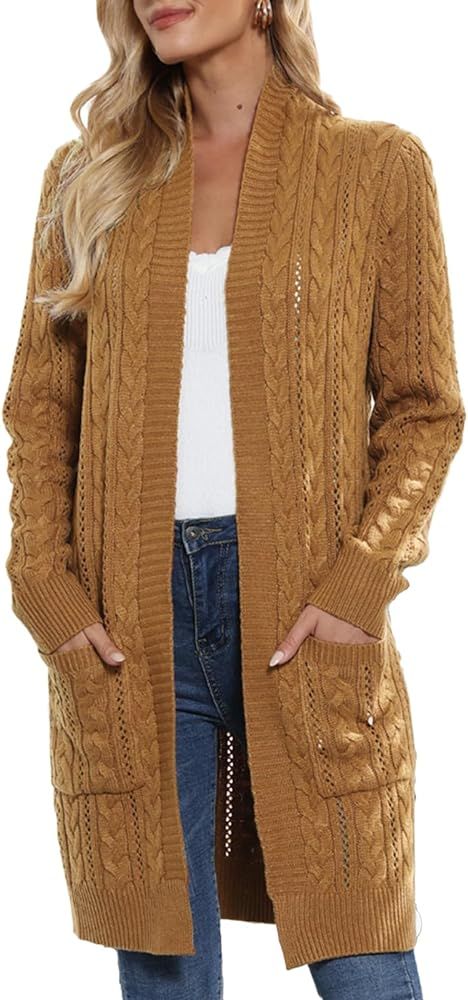 GRACE KARIN Women's Thick Cable Knit Cardigan Sweater Open Front Long Cardigans | Amazon (US)